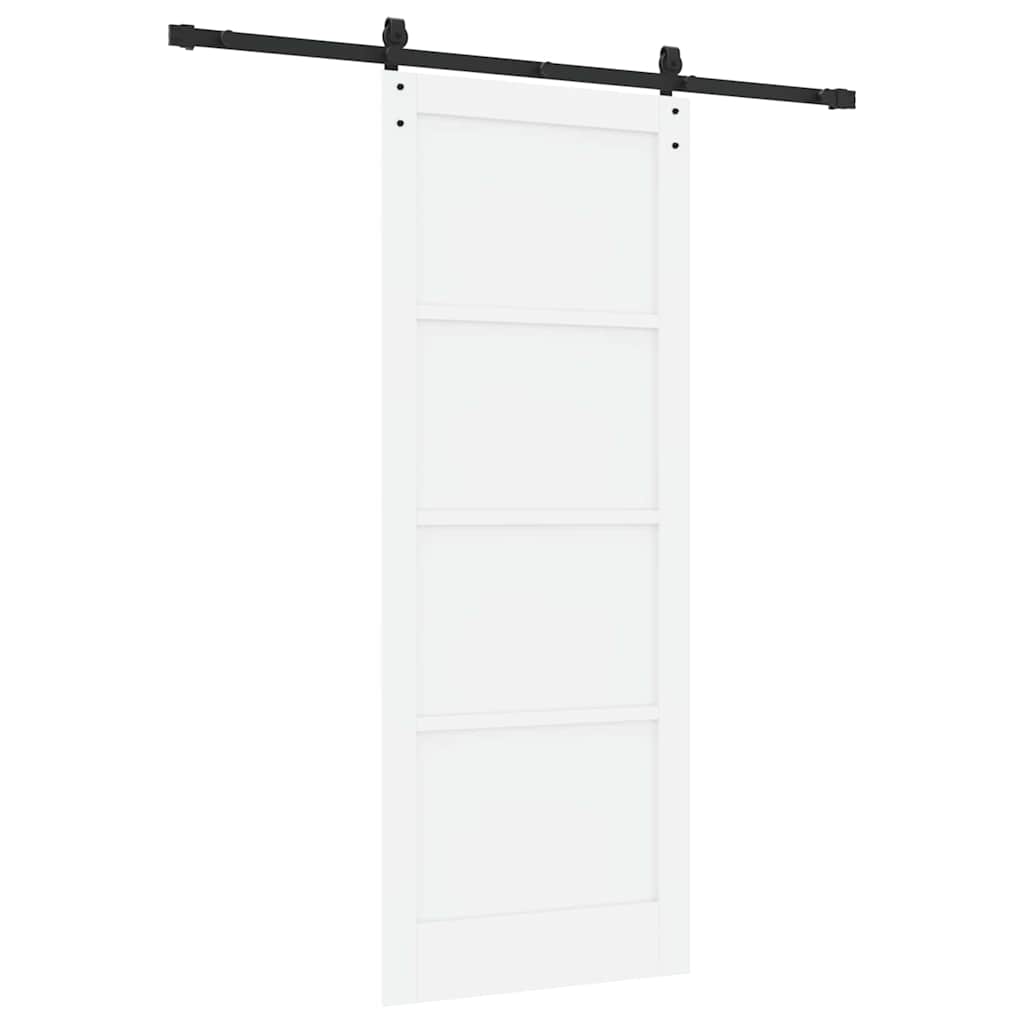 Schuifdeur Wit en zwart 83 x 211 cm Massief grenenhout en staal