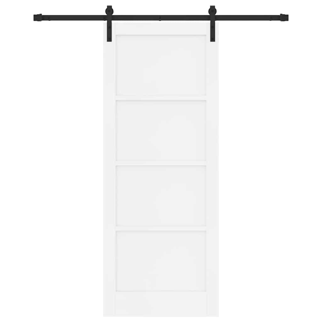 Schuifdeur Wit en zwart 83 x 211 cm Massief grenenhout en staal