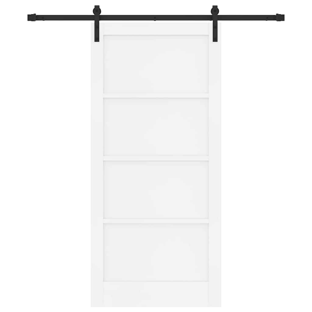 Schuifdeur Wit en zwart 93 x 202 cm Massief grenenhout en staal