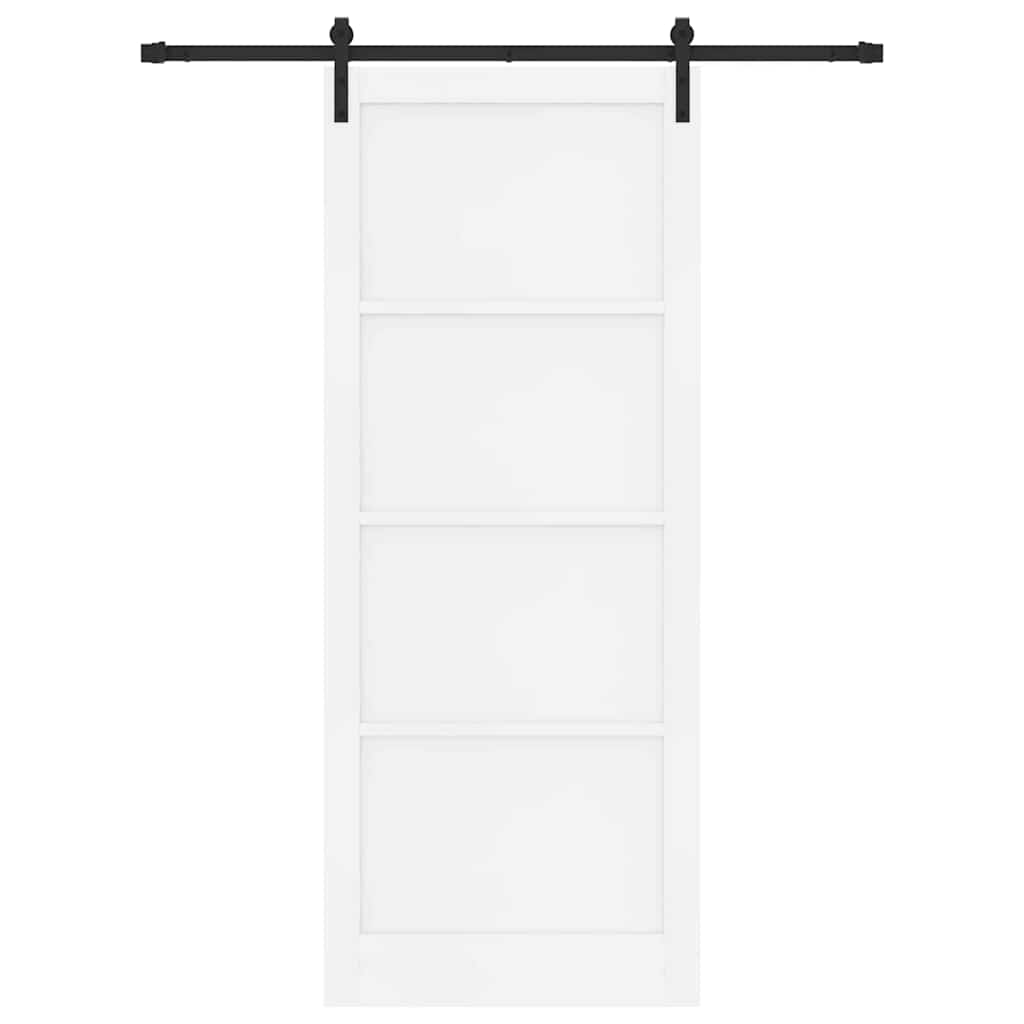 Schuifdeur Wit en zwart 93 x 232 cm Massief grenenhout en staal