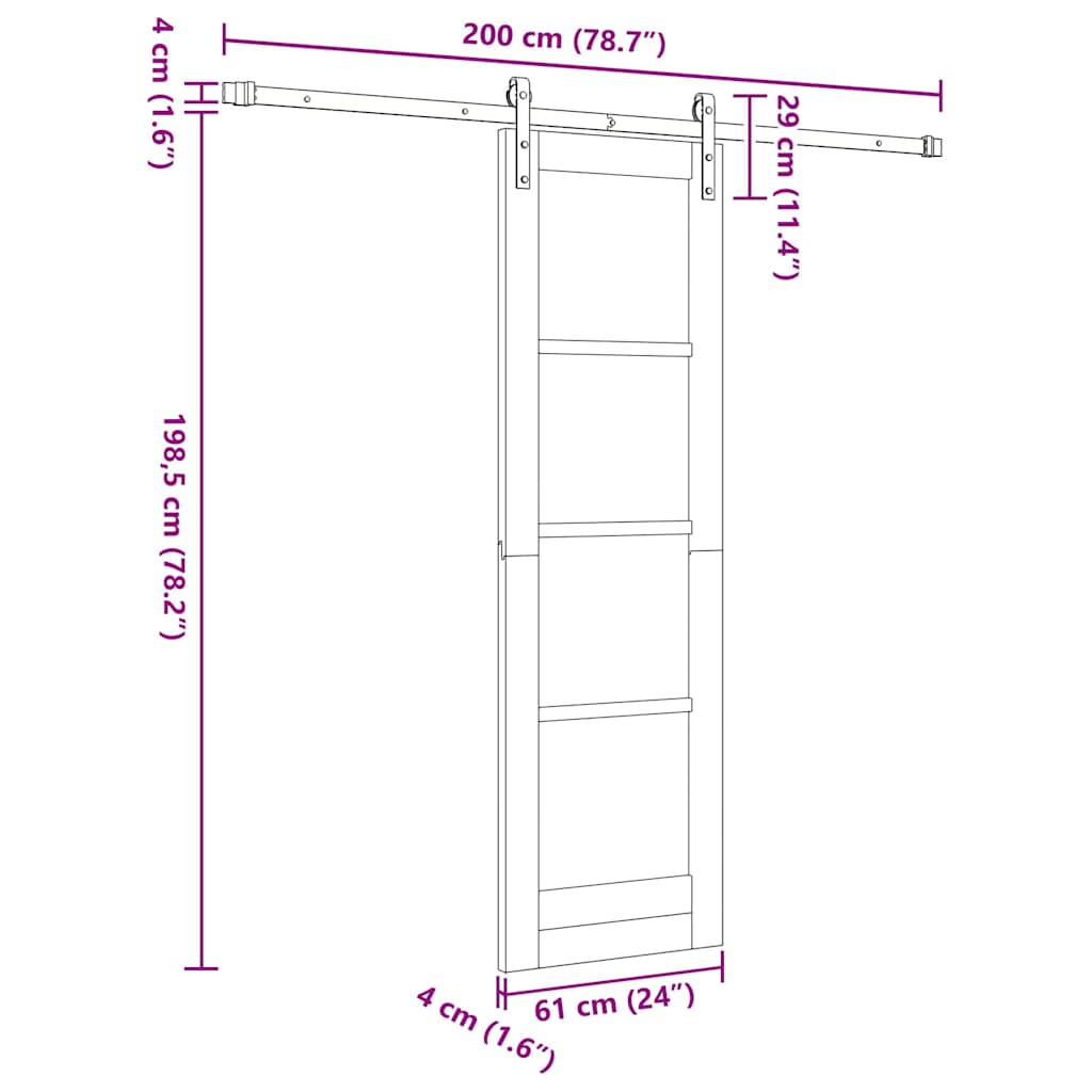 Schuifdeur Wit en zwart 61 x 198,5 cm