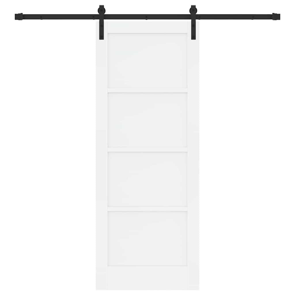 Schuifdeur Wit en zwart 78 x 202 cm Massief grenenhout en staal