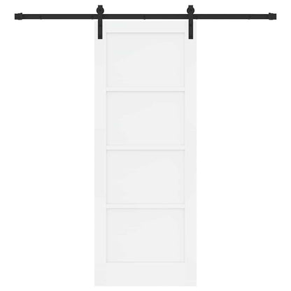 Schuifdeur Wit en zwart 78 x 202 cm Massief grenenhout en staal