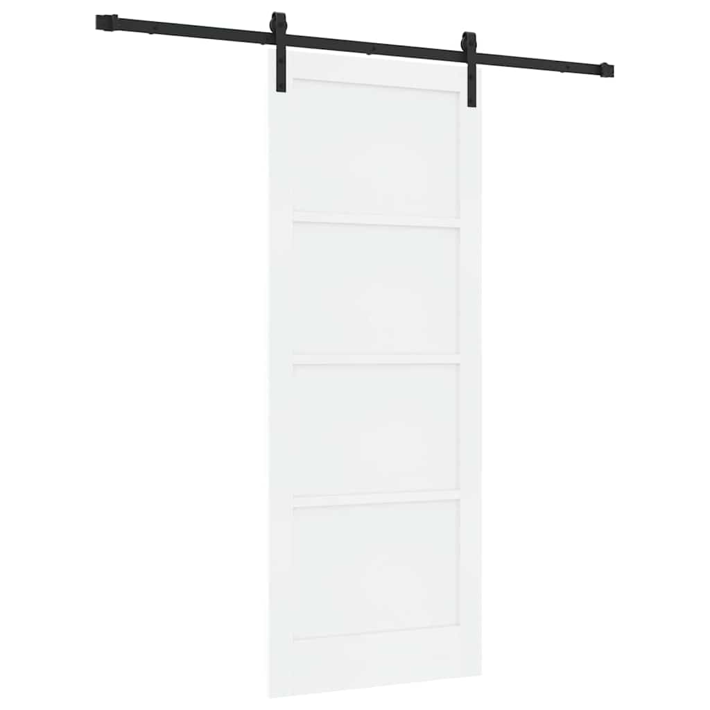 Schuifdeur Wit en zwart 83 x 211 cm Massief grenenhout en staal