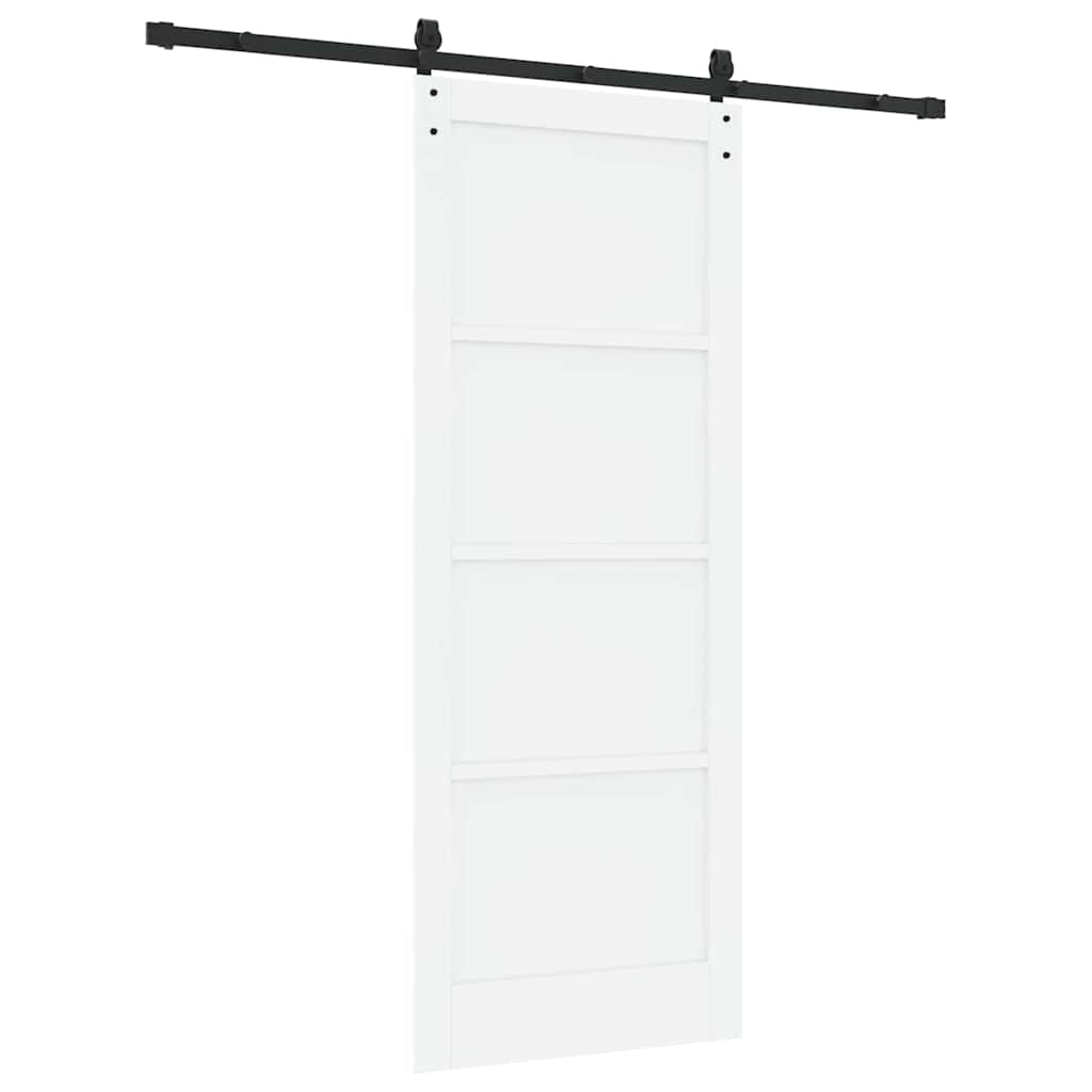 Schuifdeur Wit en zwart 83 x 211 cm Massief grenenhout en staal