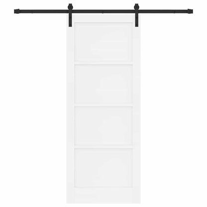 Schuifdeur Wit en zwart 83 x 211 cm Massief grenenhout en staal