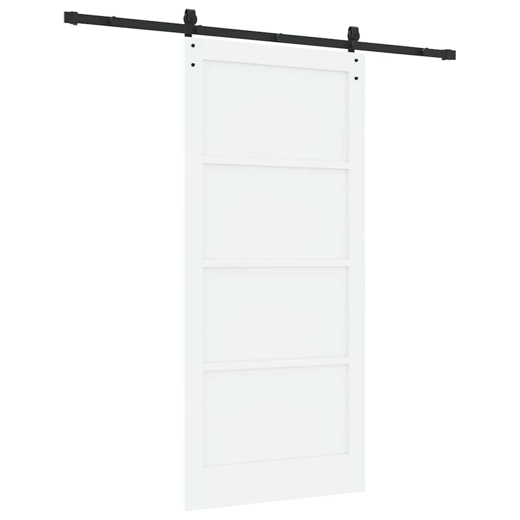 Schuifdeur Wit en zwart 93 x 202 cm Massief grenenhout en staal