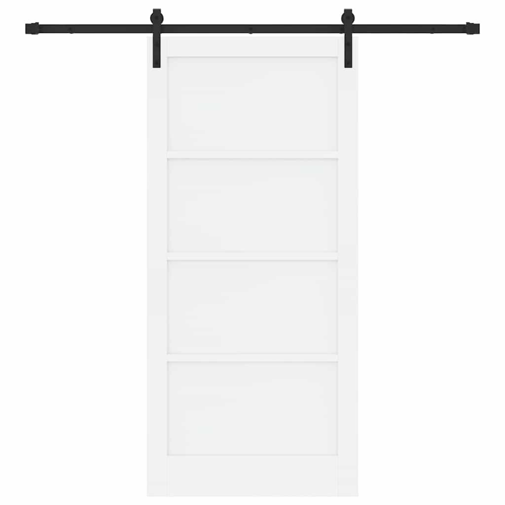 Schuifdeur Wit en zwart 93 x 202 cm Massief grenenhout en staal