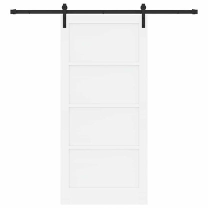 Schuifdeur Wit en zwart 93 x 202 cm Massief grenenhout en staal