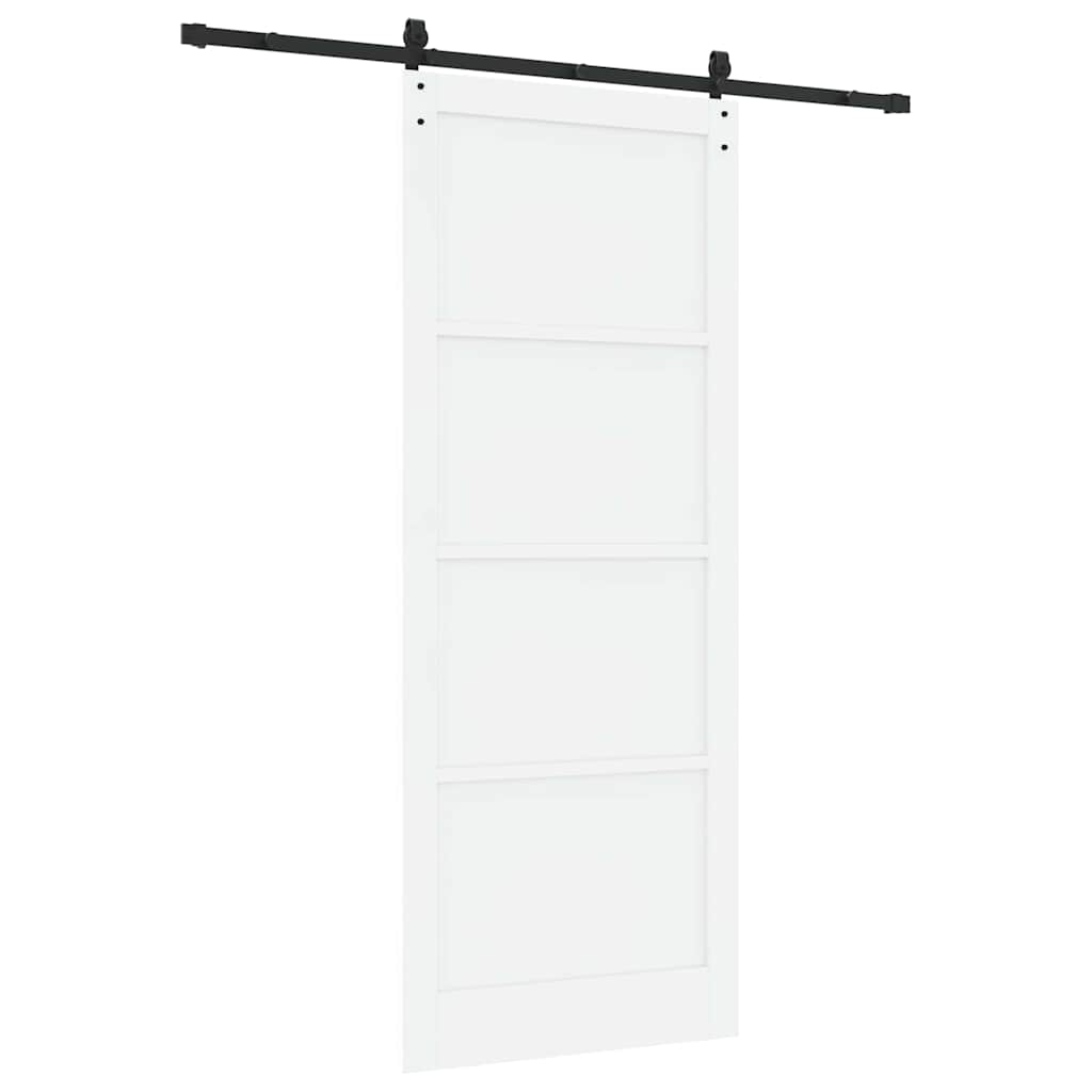 Schuifdeur Wit en zwart 93 x 232 cm Massief grenenhout en staal