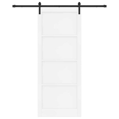 Schuifdeur Wit en zwart 93 x 232 cm Massief grenenhout en staal