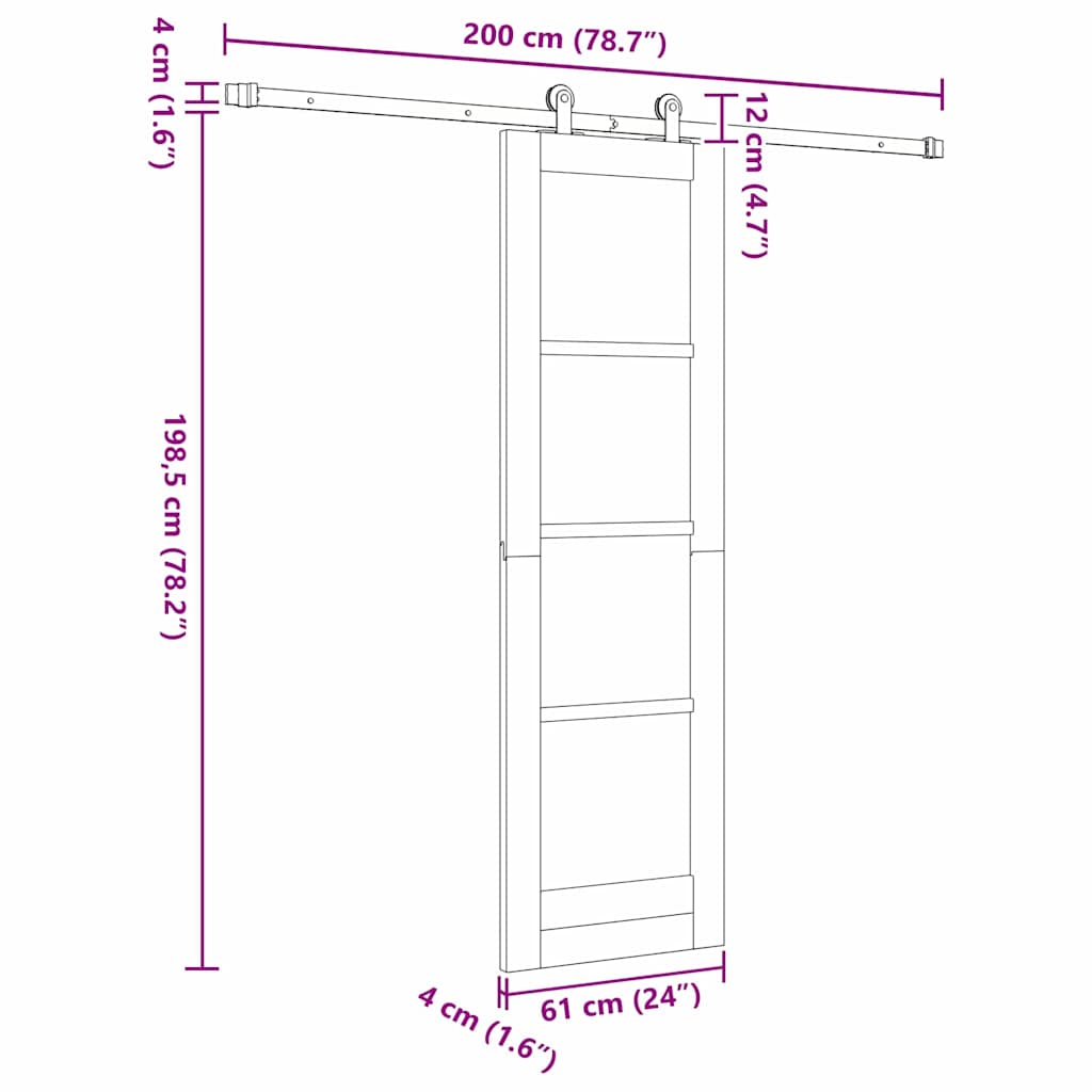 Schuifdeurset Wit en zwart 61 x 198,5 cm