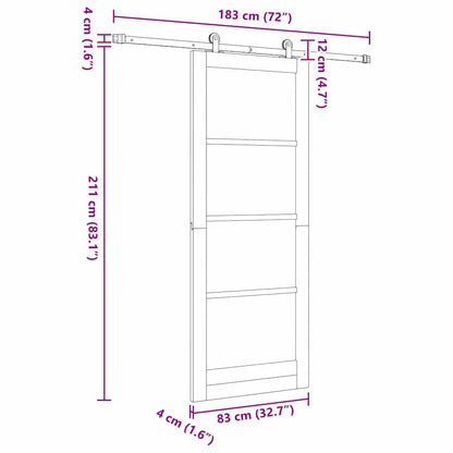 Schuifdeurset Wit 83 x 211 cm Massief grenenhout en staal