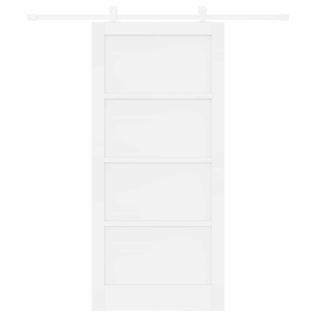 Schuifdeurset Wit 93 x 202 cm Massief grenenhout en staal