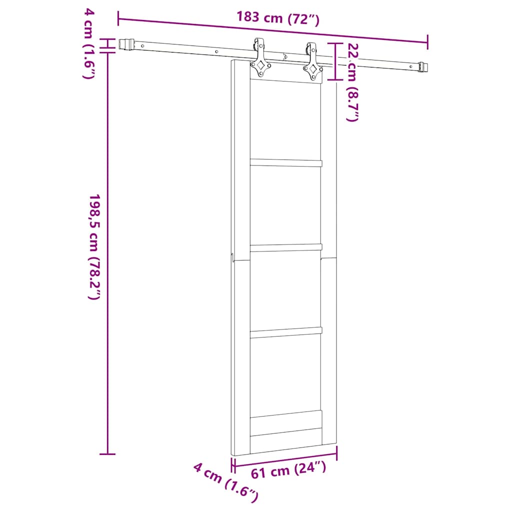 Schuifdeur Wit en zwart 61 x 198,5 cm