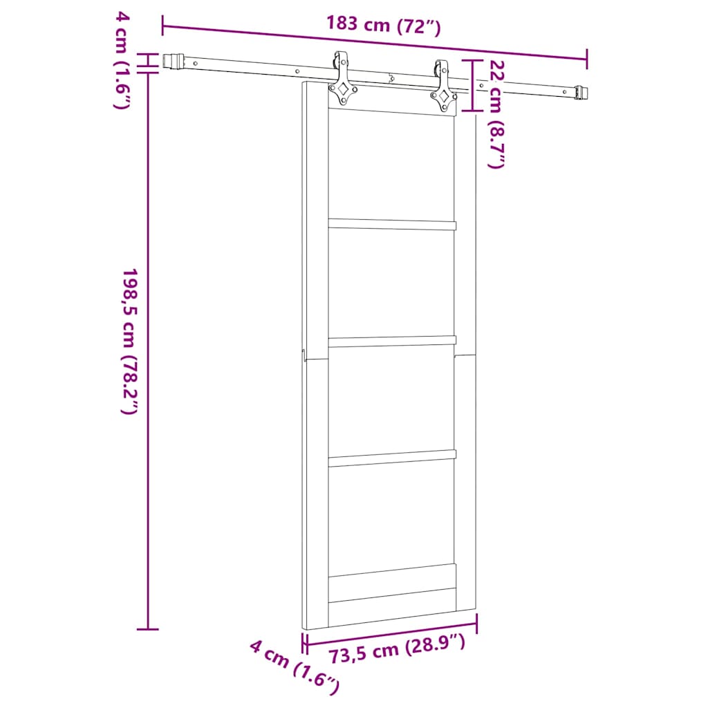 Schuifdeur Wit en zwart 73.5 x 198.5 cm
