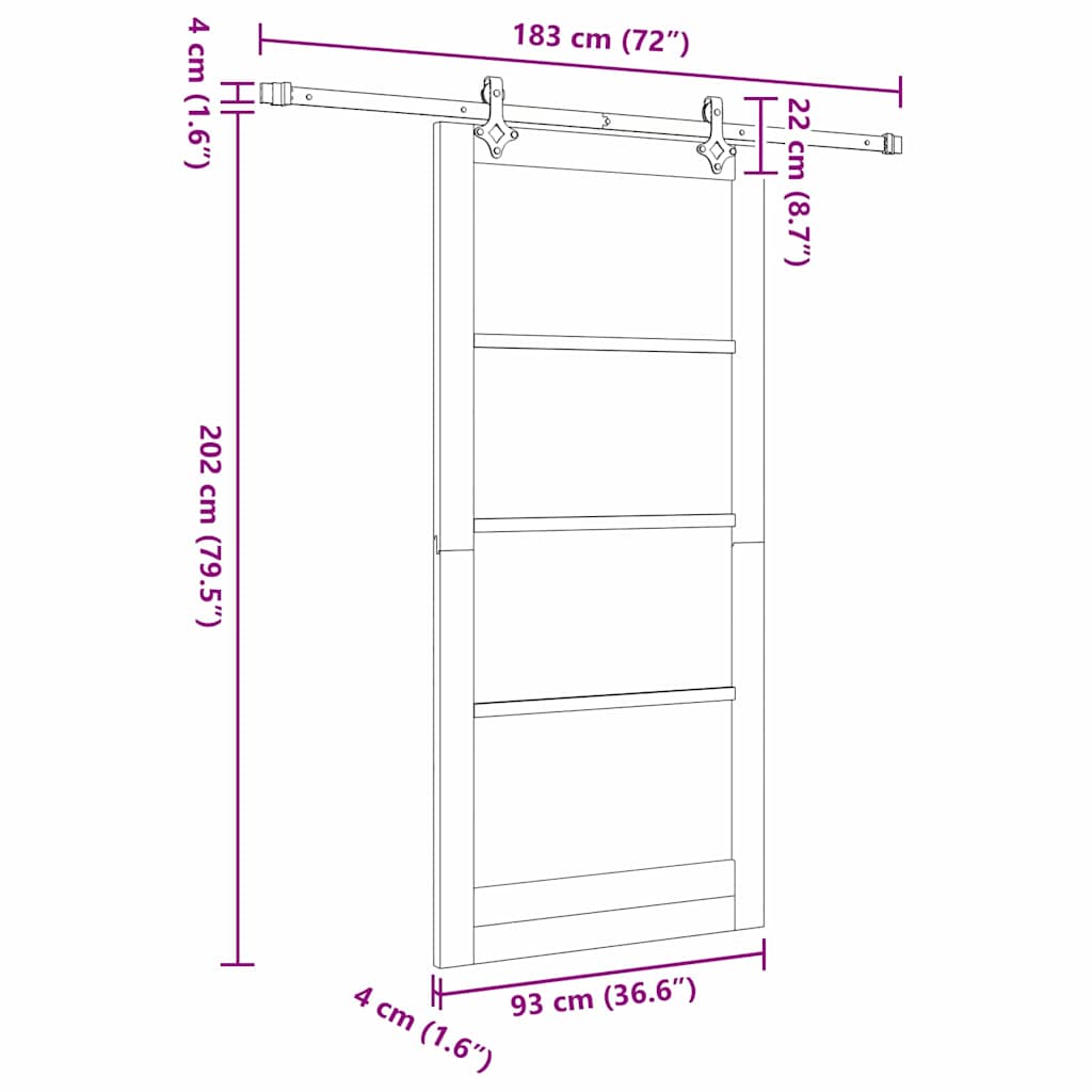 Schuifdeur Wit 93 x 202 cm Massief grenenhout en staal