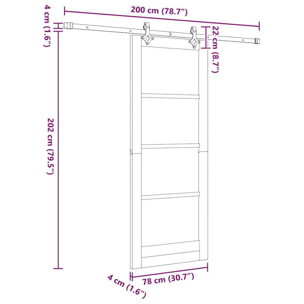 Schuifdeur Wit 78 x 202 cm Massief grenenhout en staal