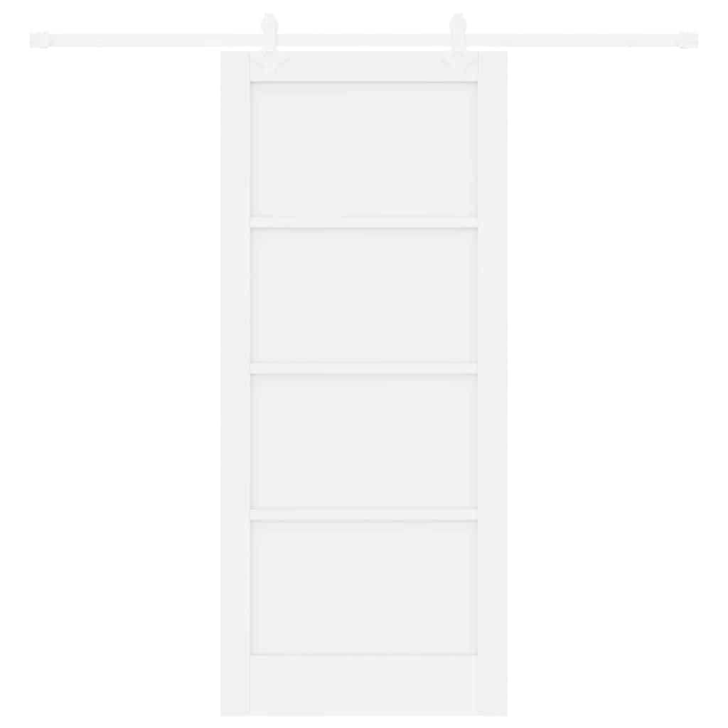 Schuifdeur Wit 86 x 198.5 cm Massief grenenhout en staal