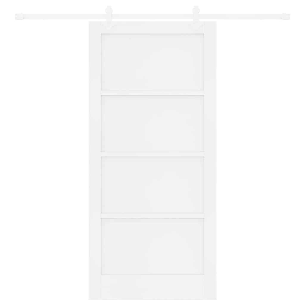 Schuifdeur Wit 93 x 202 cm Massief grenenhout en staal