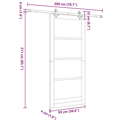Schuifdeur Wit 93 x 211 cm Massief grenenhout en staal