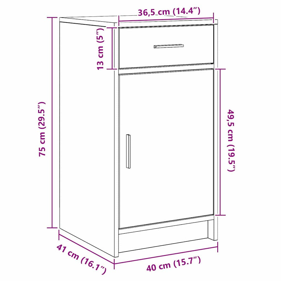Dressoir met lade Grijs Sonoma 40 x 40,5 x 75 cm Bewerkt hout