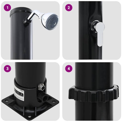 Buitenzonne-douche Zwart 217 cm PVC en Aluminium