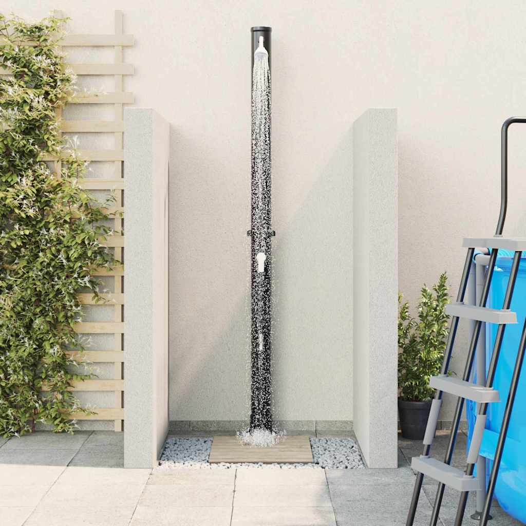Buitenzonne-douche Zwart 217 cm PVC en Aluminium