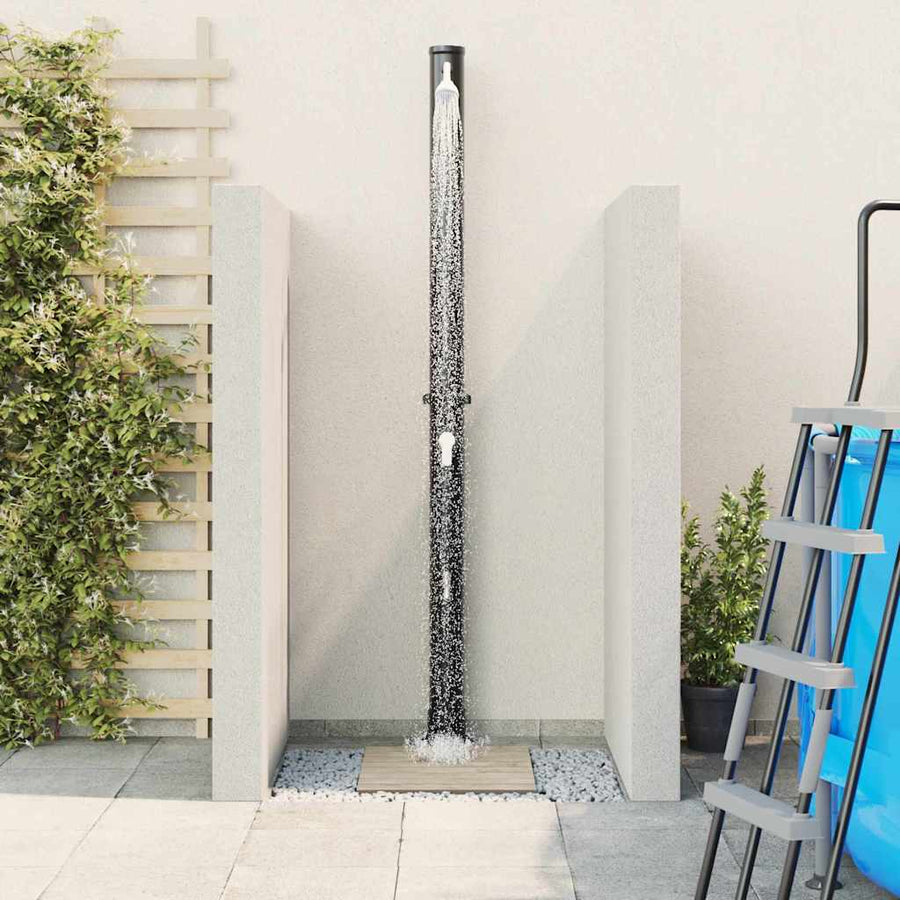 Buitenzonne-douche Zwart 217 cm PVC en Aluminium