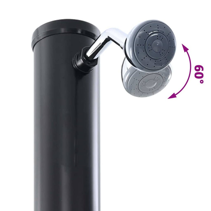 Buitenzonne-douche Zwart 217 cm PVC en Aluminium