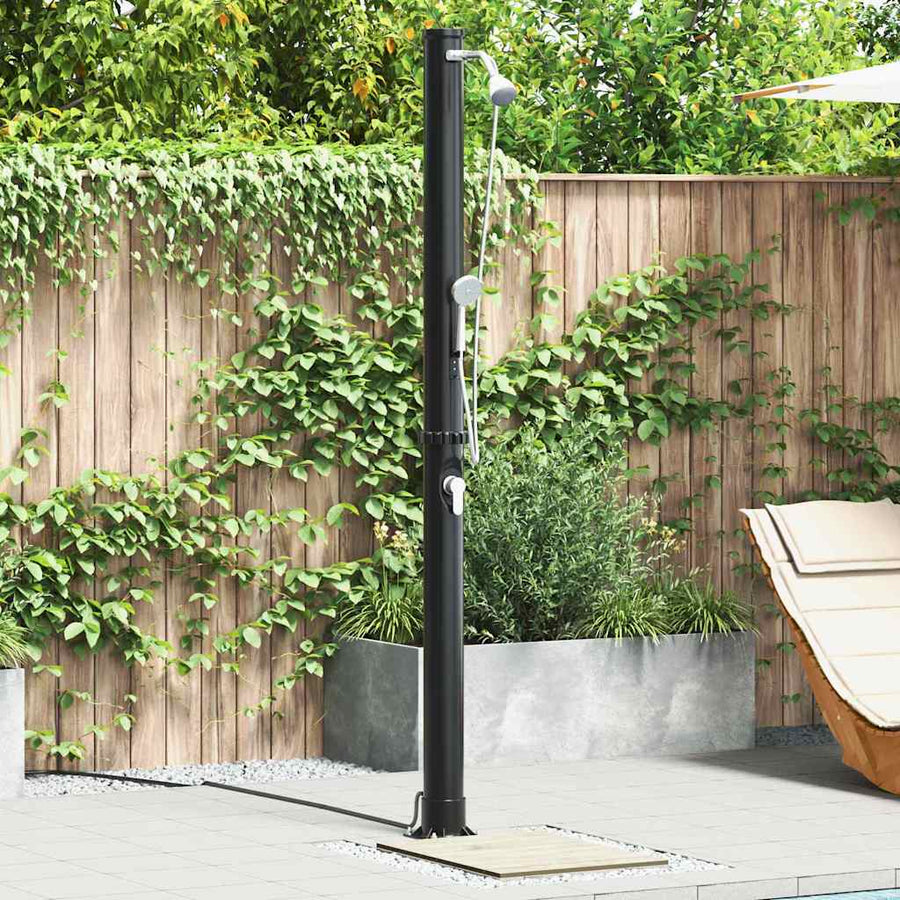 Buitenzonne-douche Zwart 217 cm PVC en Aluminium
