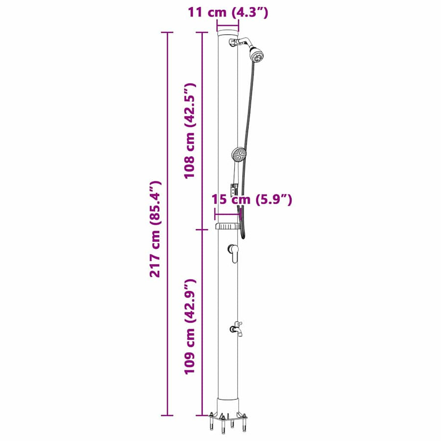 Buiten Ligbed met Handdouche 217 cm 20 L