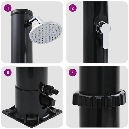Buitenzonne-douche Zwart 217 cm PVC en Aluminium