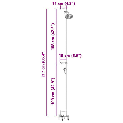Buitenzonne-douche Zwart 217 cm PVC en Aluminium