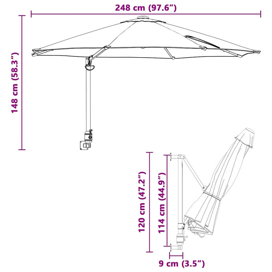 Tuinparasol Zand 248 x 248 x 148 cm Polyester en staal