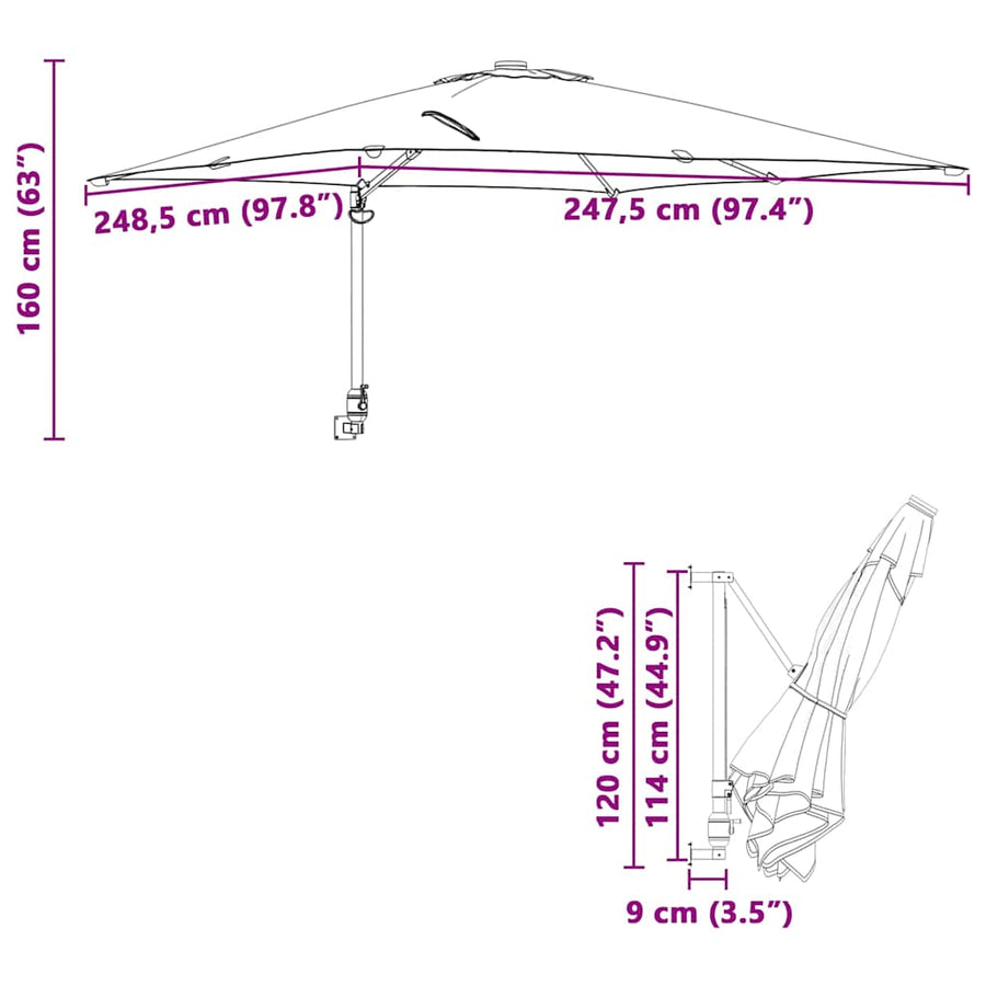 Tuinparasol Bordeaux Rood 248,5 x 247,5 x 160 cm
