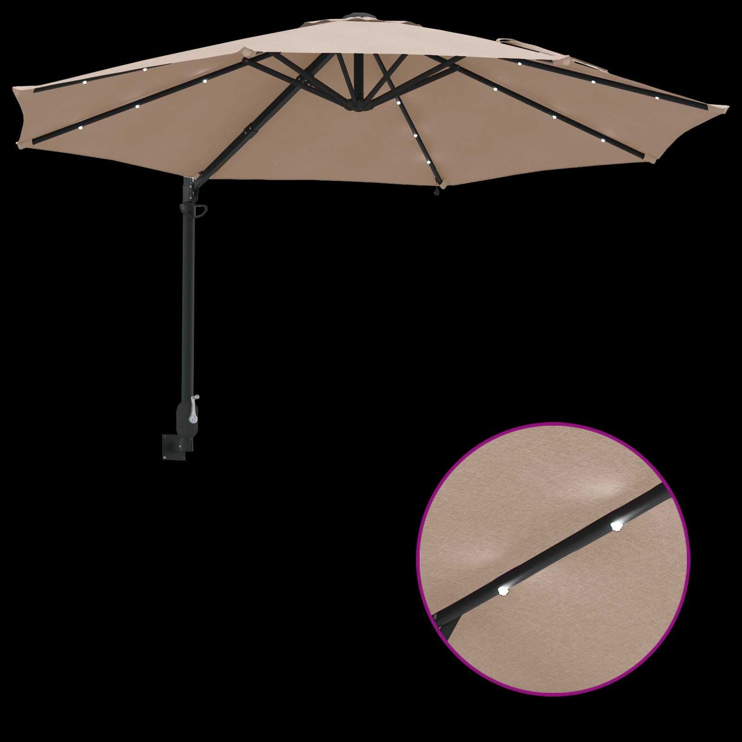 Tuinparasol 248 X 248 X 148 Cm Polyester En Staal Taupe