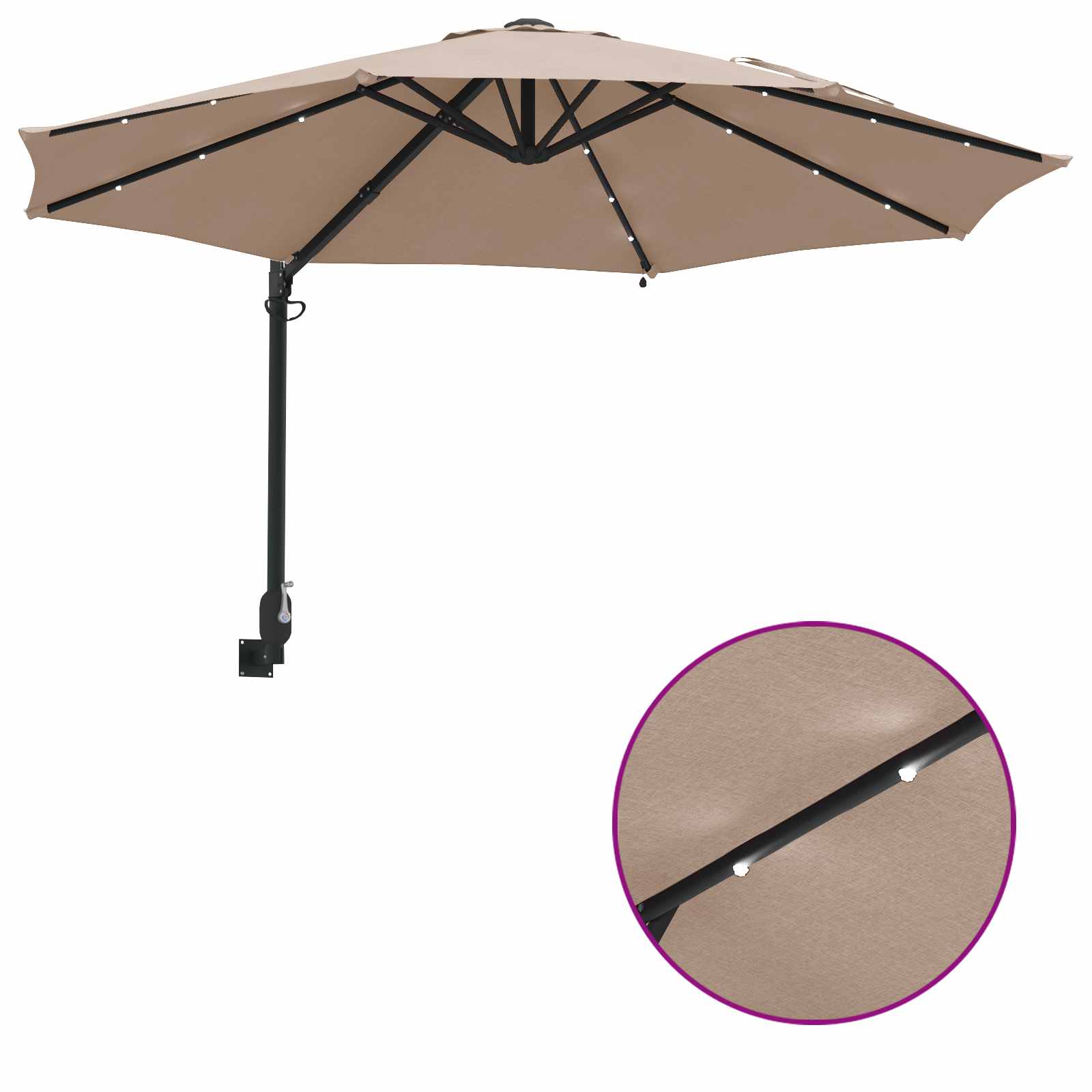 Tuinparasol 248 X 248 X 148 Cm Polyester En Staal Taupe