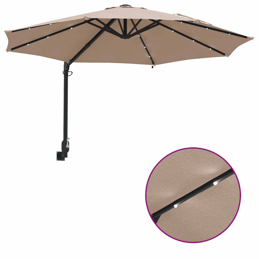 Tuinparasol 248 X 248 X 148 Cm Polyester En Staal Taupe
