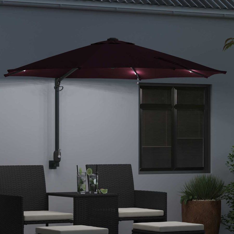 Tuinparasol Bordeaux Rood 248 X 248 X 148 Cm Polyester En Staal Bordeauxrood