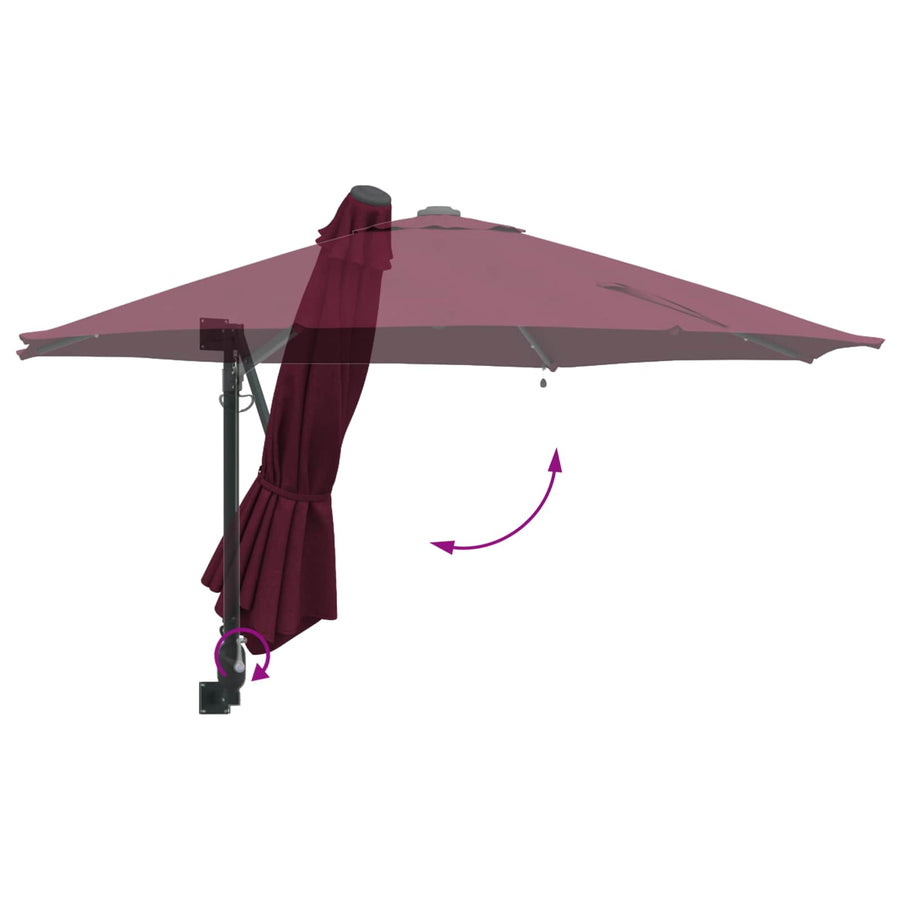 Tuinparasol Bordeaux Rood 248 X 248 X 148 Cm Polyester En Staal Bordeauxrood