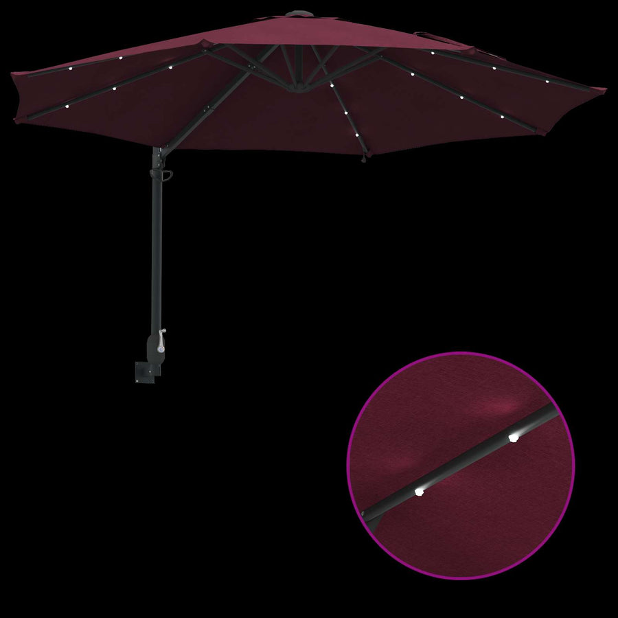 Tuinparasol Bordeaux Rood 248 X 248 X 148 Cm Polyester En Staal Bordeauxrood