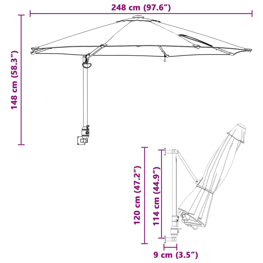 Tuinparasol Azurblauw 248 X 248 X 148 Cm Polyester En Staal azuurblauw