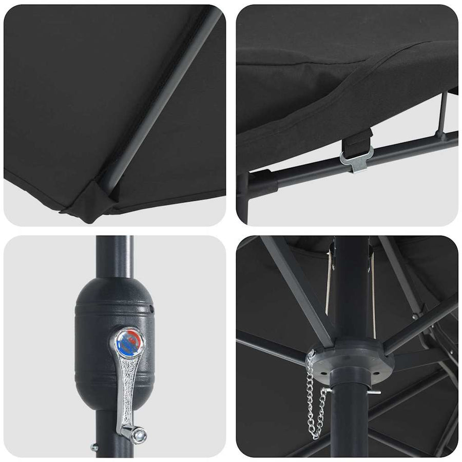 Tuinparasol Zwart 385 x 209 x 244 cm Stof