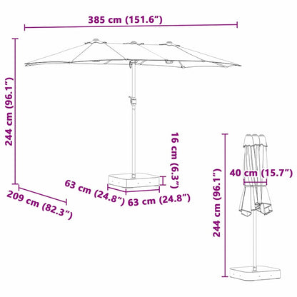 Tuinparasol Blauw 385 x 209 x 244 cm Stof