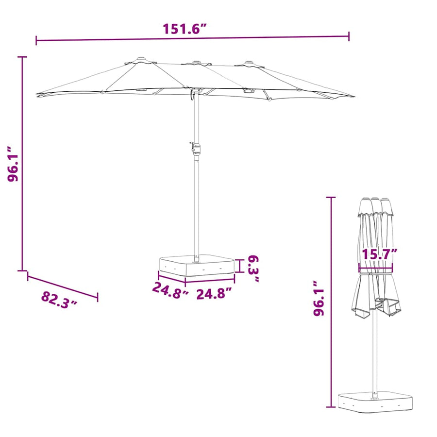 Tuinparasol Zand 385 x 209 x 244 cm Stof
