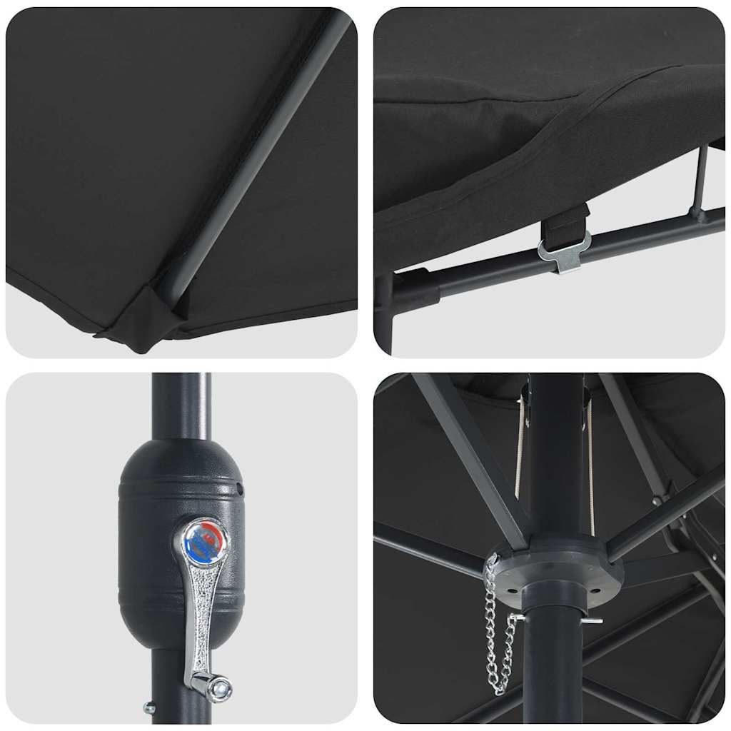 Tuinparasol Zwart 385 x 209 x 244 cm Stof