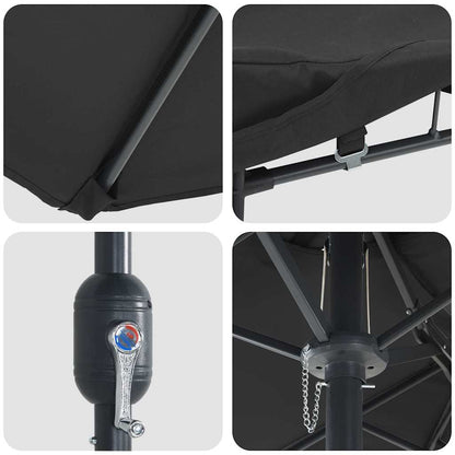 Tuinparasol Zwart 385 x 209 x 244 cm Stof