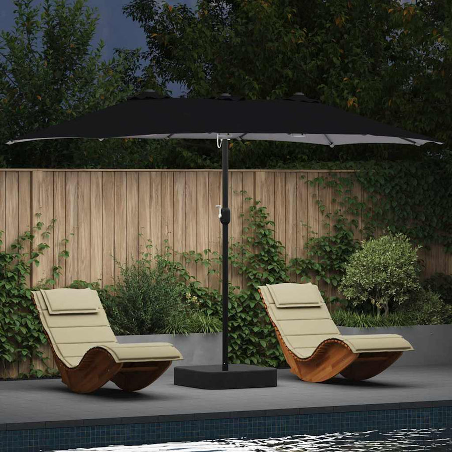 Tuinparasol Zwart 385 x 209 x 244 cm Stof
