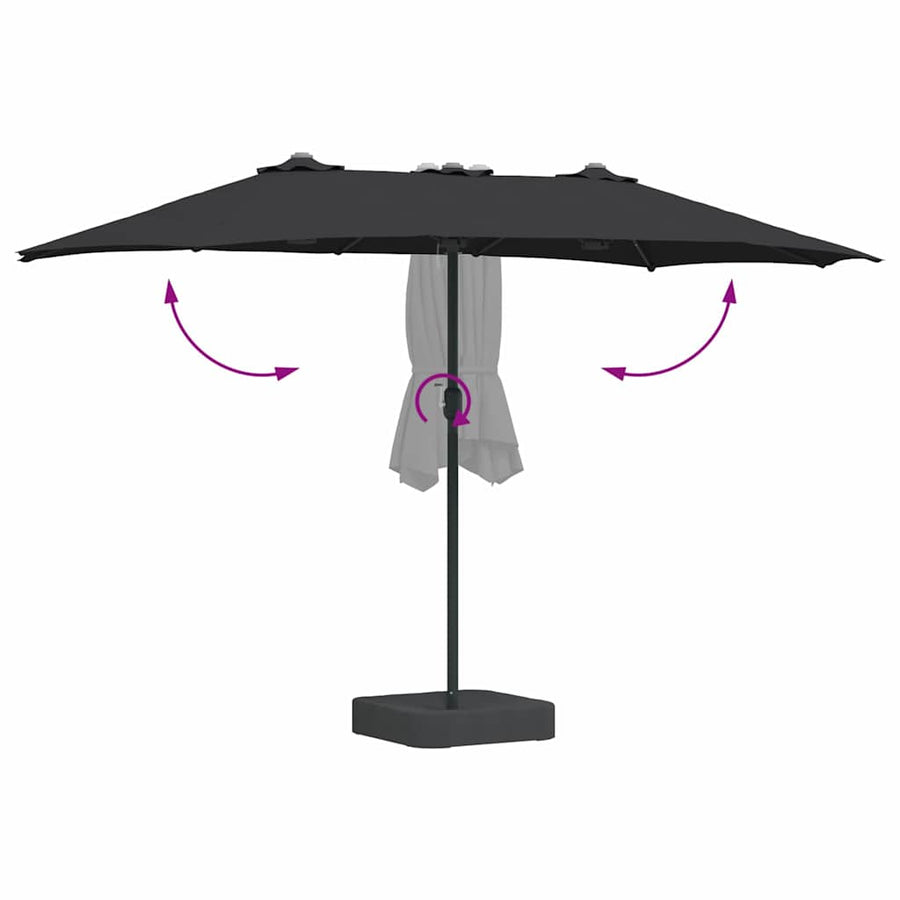 Tuinparasol Zwart 385 x 209 x 244 cm Stof